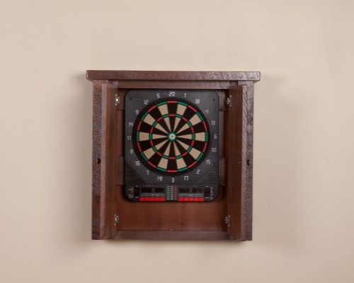 Barnwood dartboard cabinet